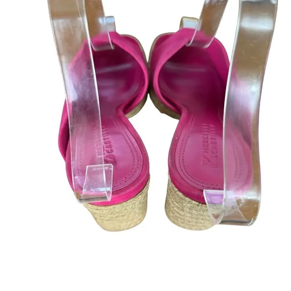 Mercedes Castillo Rocio All Leather Espadrille High Heel Sandals Pink Shoes sz 6
